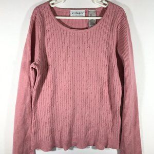 Villager Girl's Large Dusty Pink Round Neck Long Sleeve Sweater